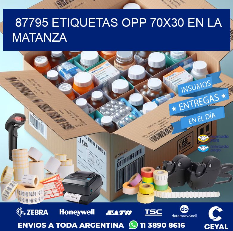 87795 ETIQUETAS OPP 70X30 EN LA MATANZA