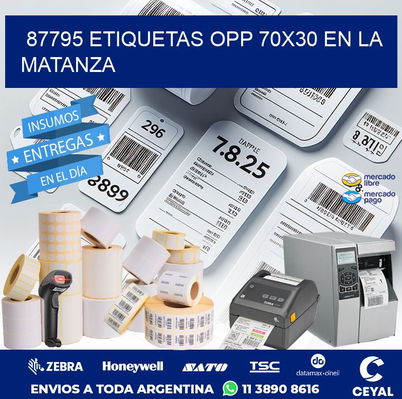 87795 ETIQUETAS OPP 70X30 EN LA MATANZA