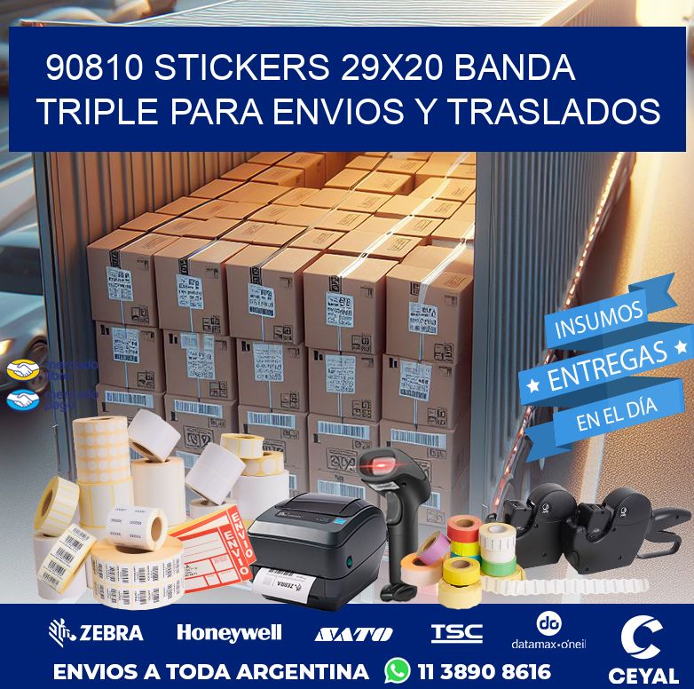 90810 STICKERS 29X20 BANDA TRIPLE PARA ENVIOS Y TRASLADOS