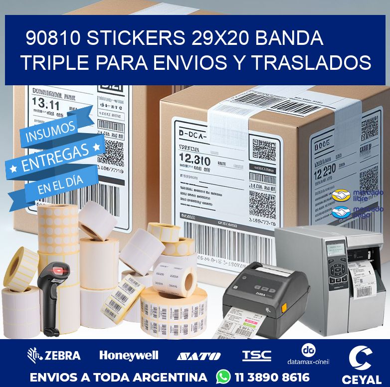 90810 STICKERS 29X20 BANDA TRIPLE PARA ENVIOS Y TRASLADOS