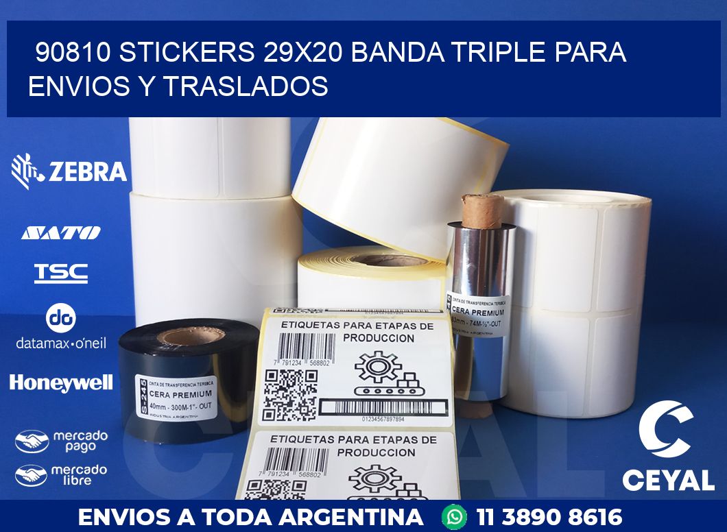 90810 STICKERS 29X20 BANDA TRIPLE PARA ENVIOS Y TRASLADOS