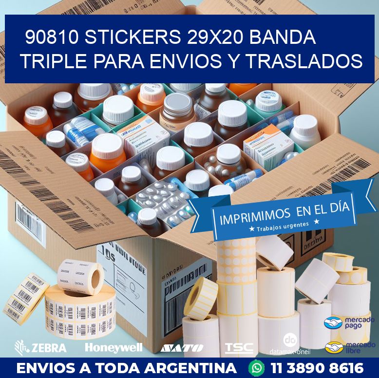 90810 STICKERS 29X20 BANDA TRIPLE PARA ENVIOS Y TRASLADOS