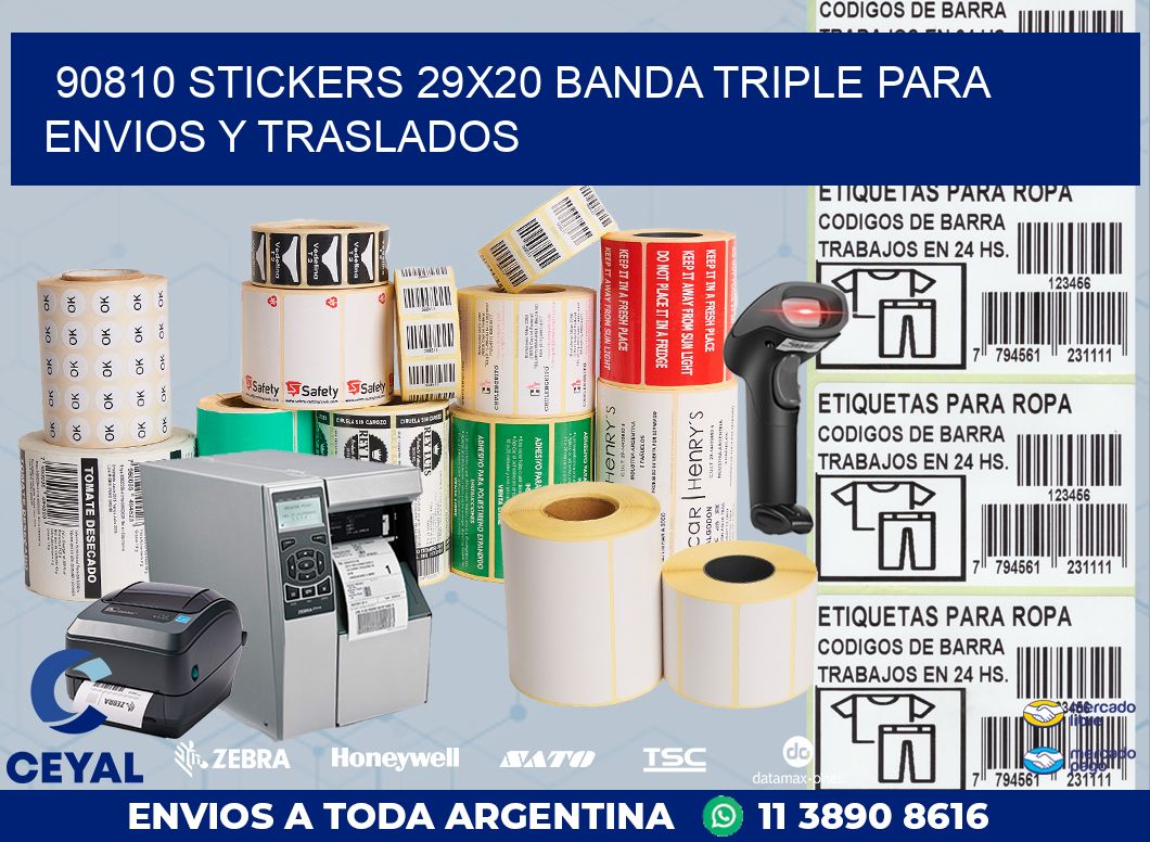 90810 STICKERS 29X20 BANDA TRIPLE PARA ENVIOS Y TRASLADOS