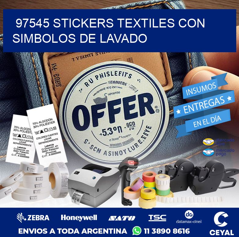 97545 STICKERS TEXTILES CON SIMBOLOS DE LAVADO