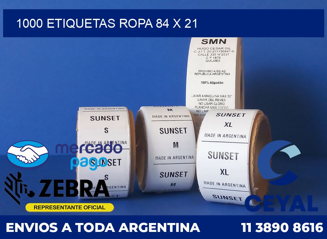 1000 ETIQUETAS ROPA 84 x 21