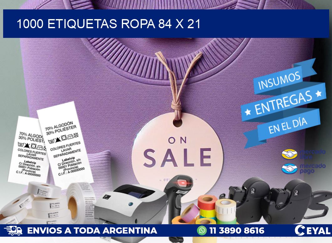 1000 ETIQUETAS ROPA 84 x 21