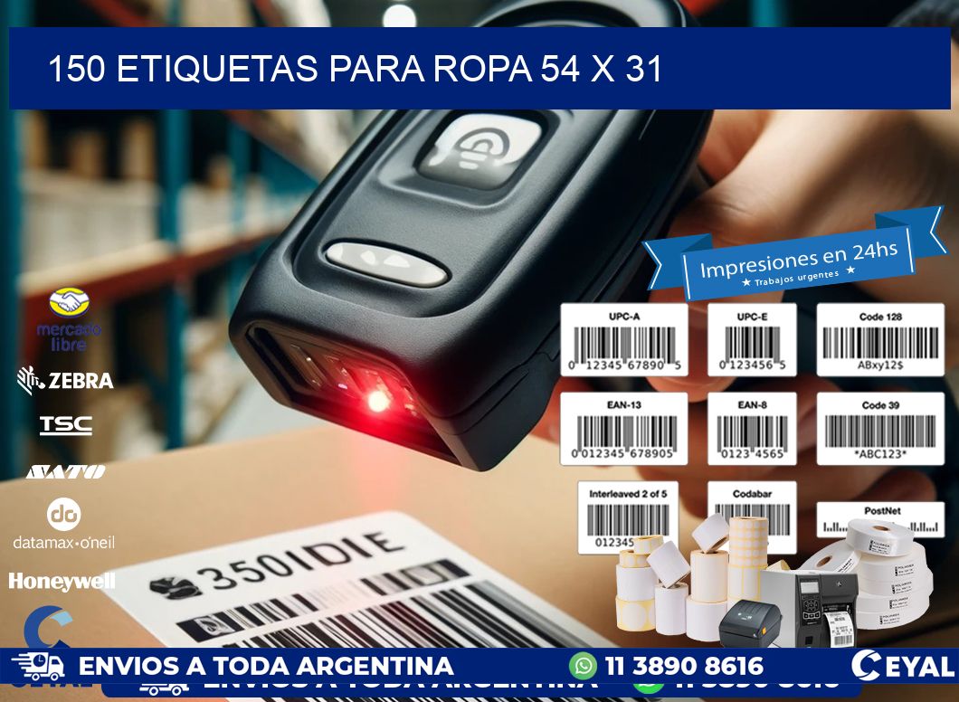 150 ETIQUETAS PARA ROPA 54 x 31