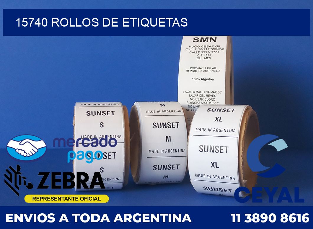 15740 ROLLOS DE ETIQUETAS