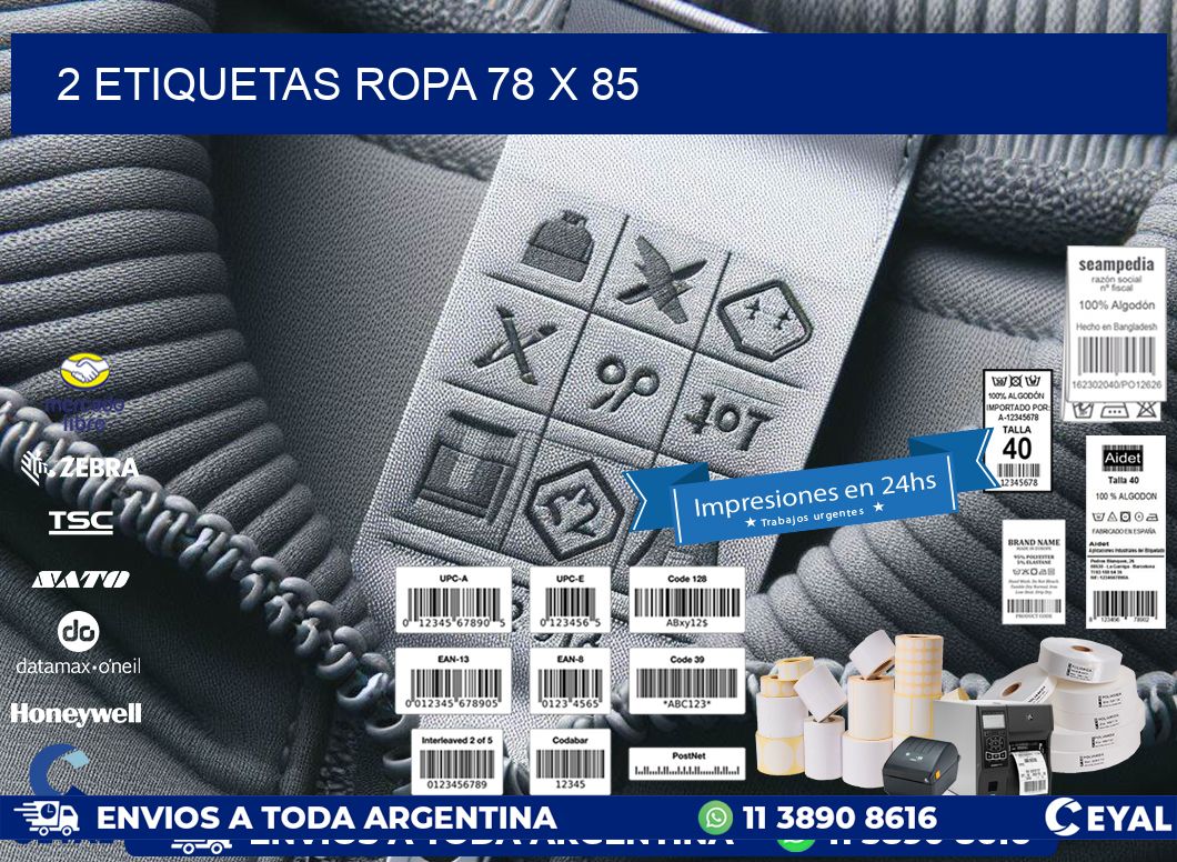 2 ETIQUETAS ROPA 78 x 85