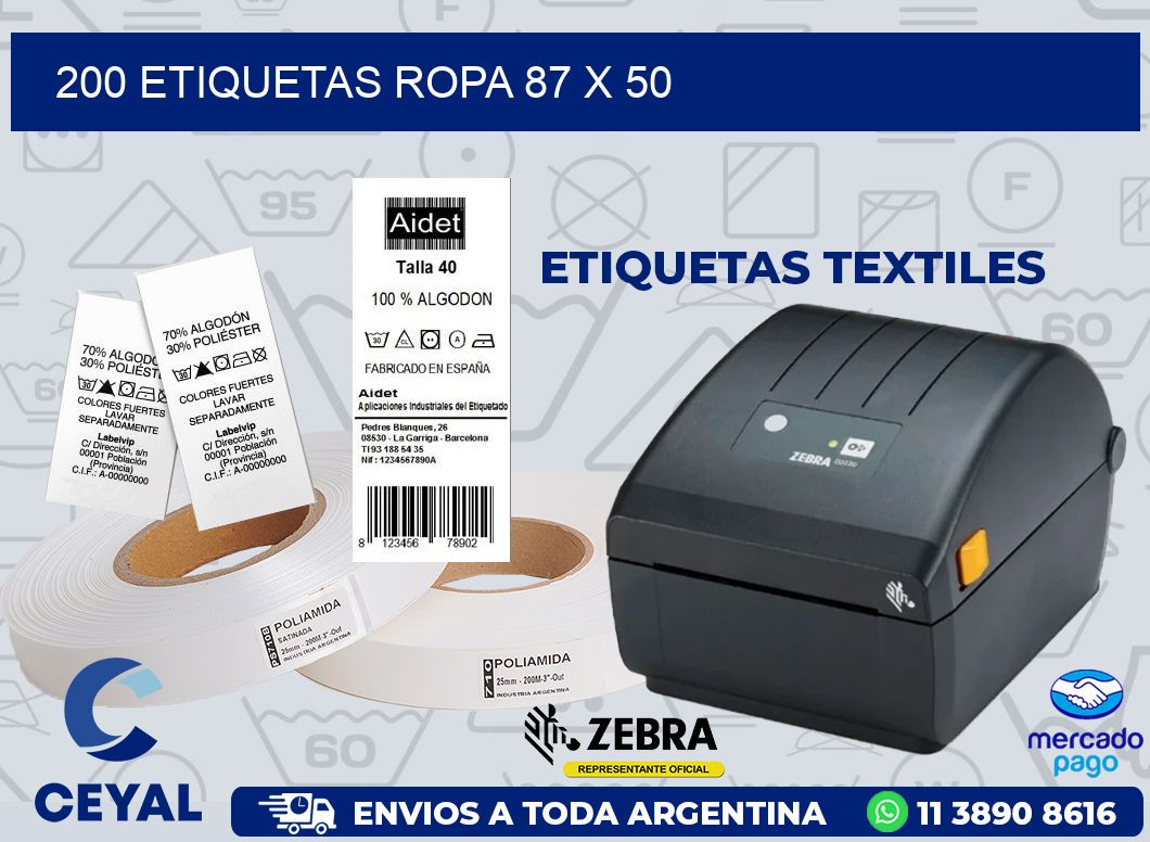 200 ETIQUETAS ROPA 87 x 50