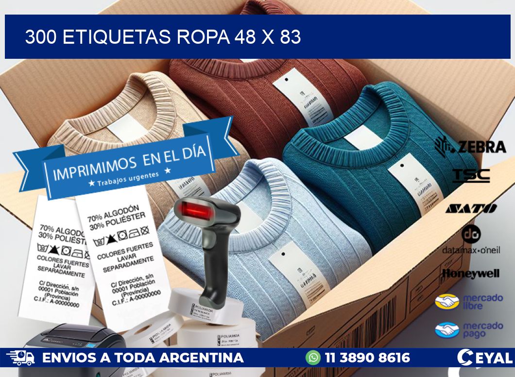 300 ETIQUETAS ROPA 48 x 83