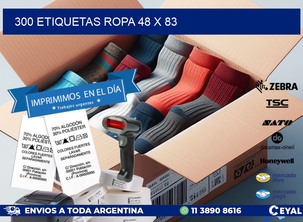 300 ETIQUETAS ROPA 48 x 83