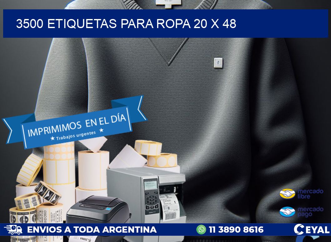 3500 ETIQUETAS PARA ROPA 20 x 48