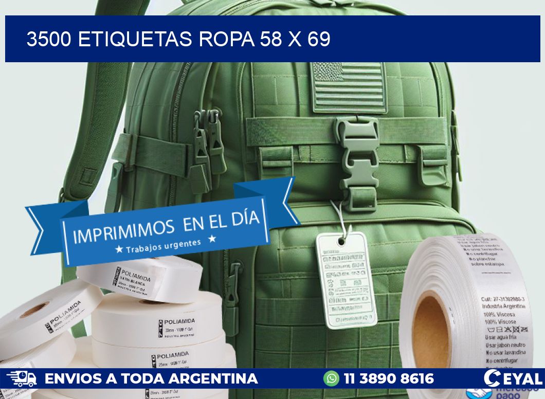 3500 ETIQUETAS ROPA 58 x 69