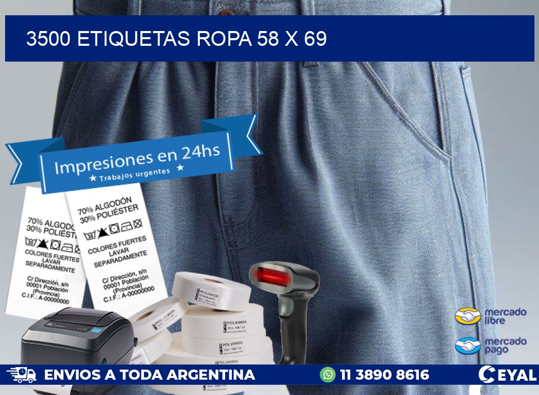 3500 ETIQUETAS ROPA 58 x 69