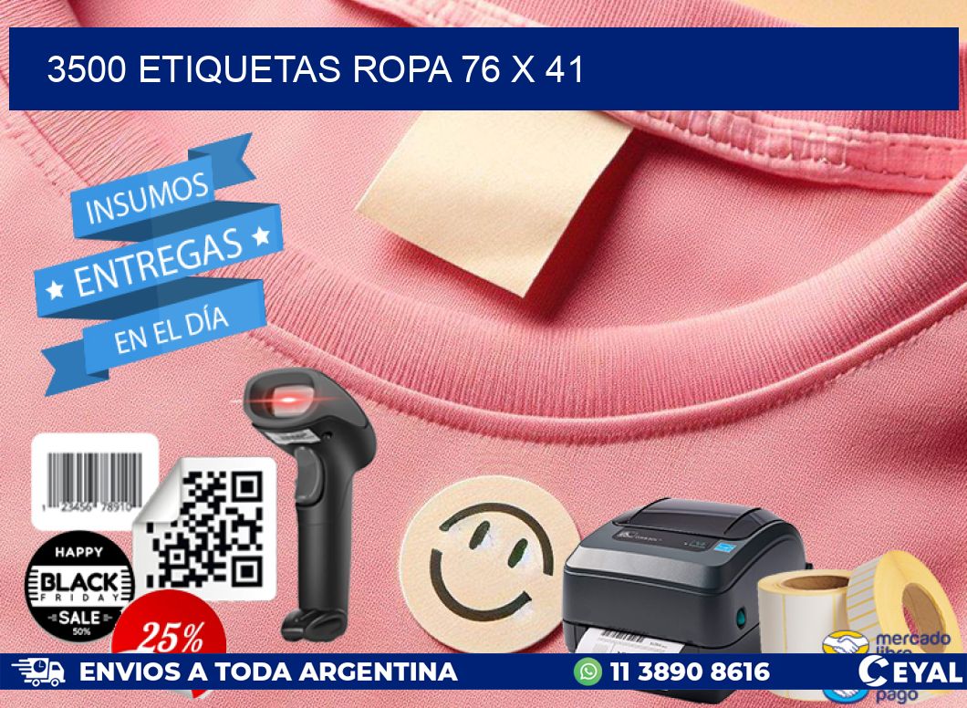 3500 ETIQUETAS ROPA 76 x 41