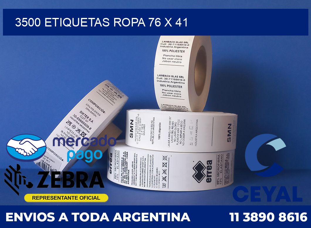 3500 ETIQUETAS ROPA 76 x 41