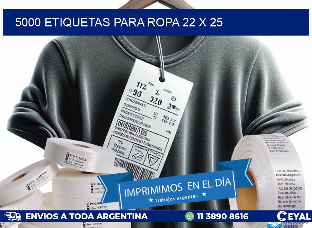 5000 ETIQUETAS PARA ROPA 22 x 25