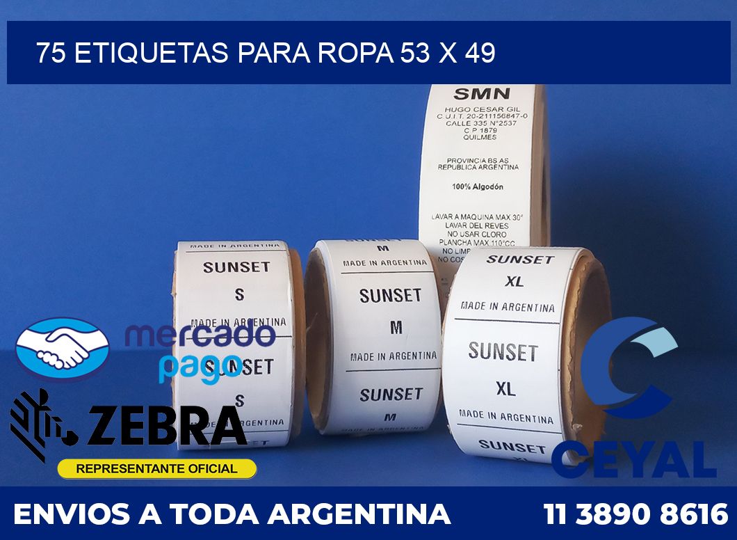 75 ETIQUETAS PARA ROPA 53 x 49