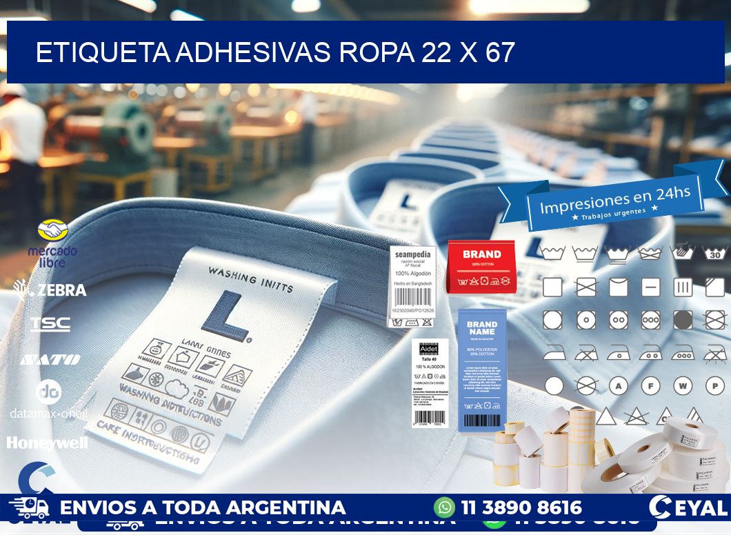 ETIQUETA ADHESIVAS ROPA 22 x 67