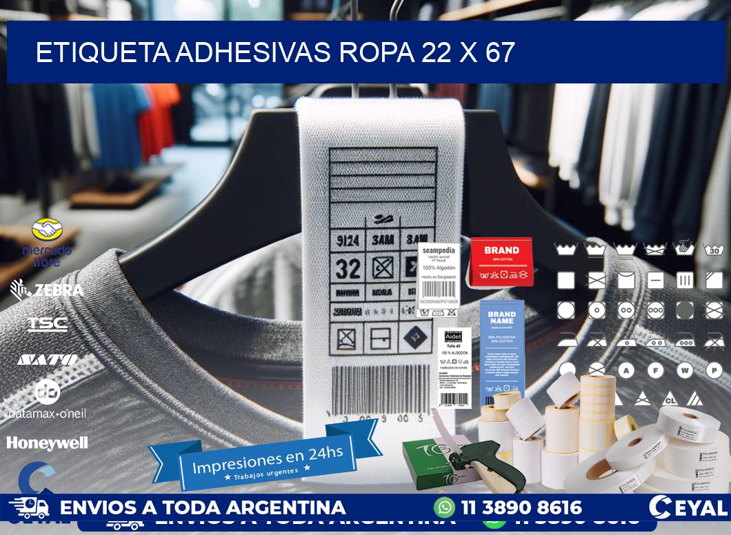 ETIQUETA ADHESIVAS ROPA 22 x 67