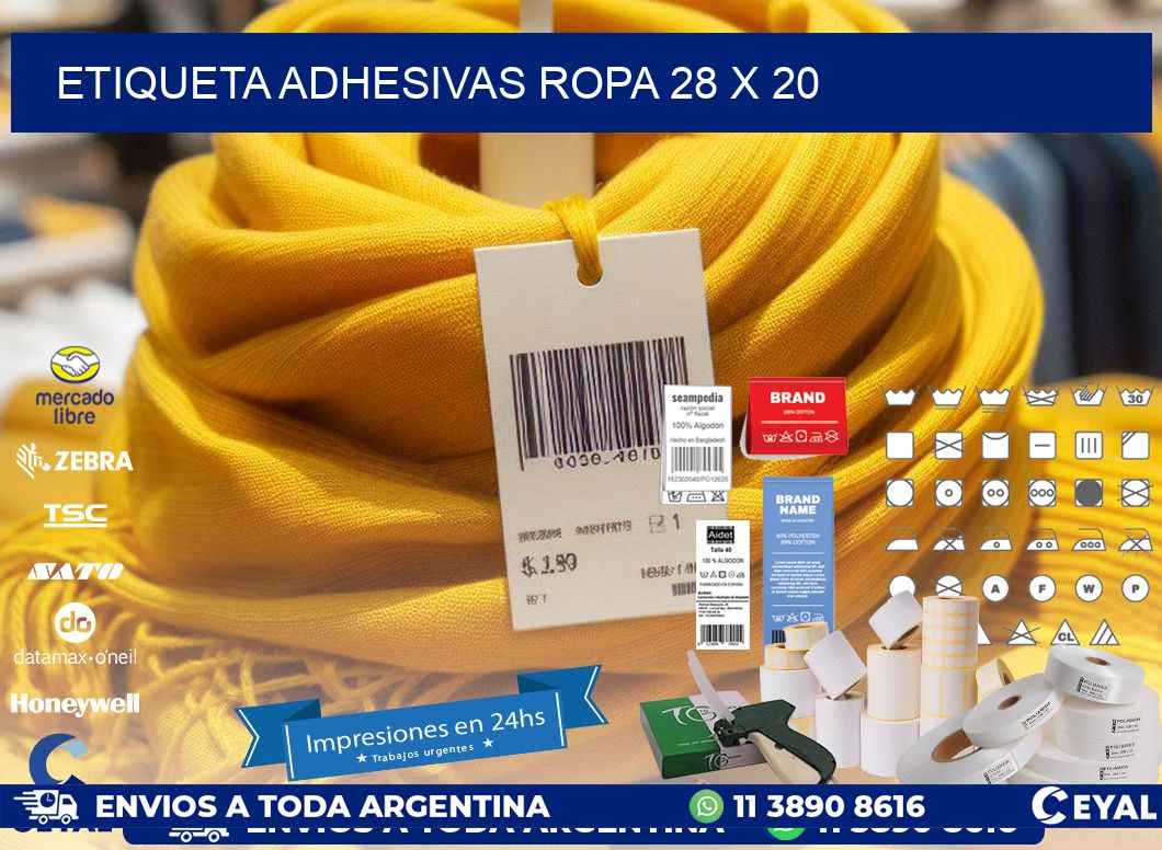 ETIQUETA ADHESIVAS ROPA 28 x 20