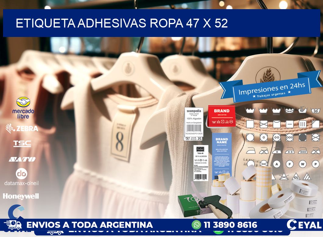 ETIQUETA ADHESIVAS ROPA 47 x 52