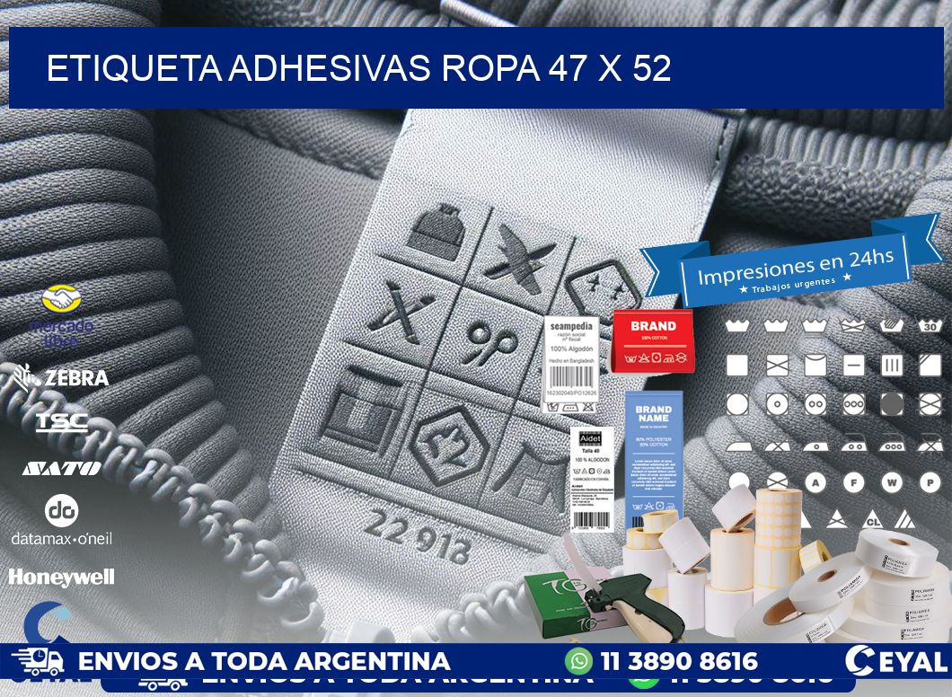 ETIQUETA ADHESIVAS ROPA 47 x 52