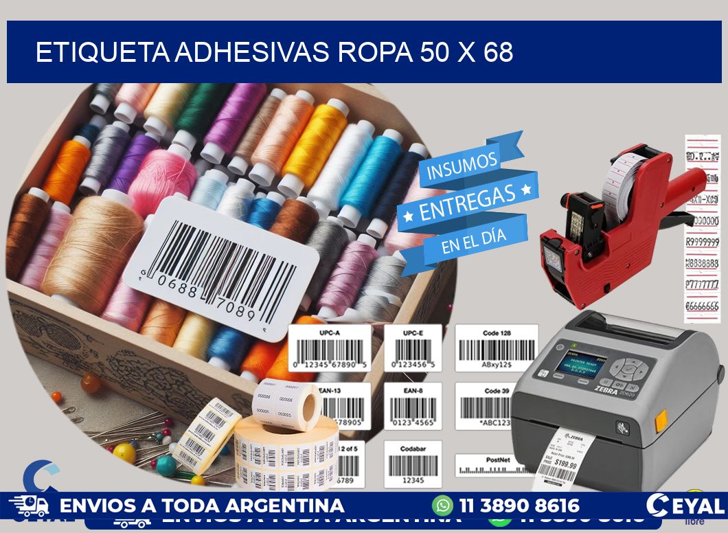 ETIQUETA ADHESIVAS ROPA 50 x 68