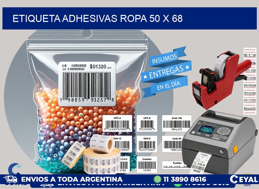 ETIQUETA ADHESIVAS ROPA 50 x 68