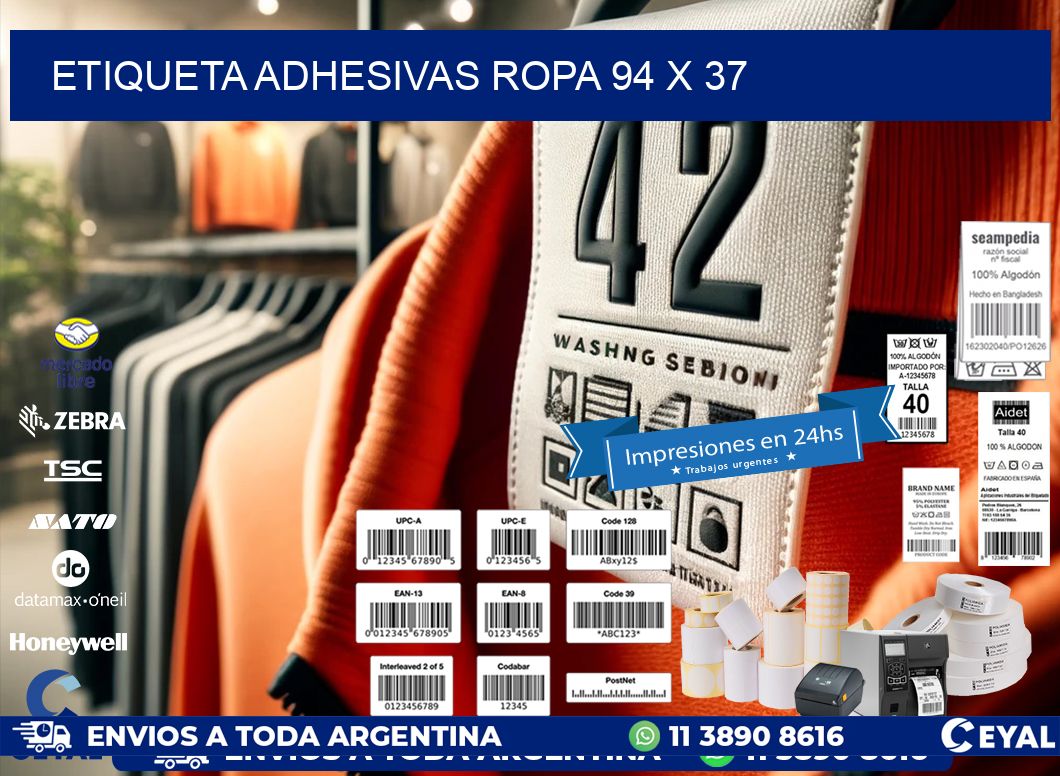 ETIQUETA ADHESIVAS ROPA 94 x 37