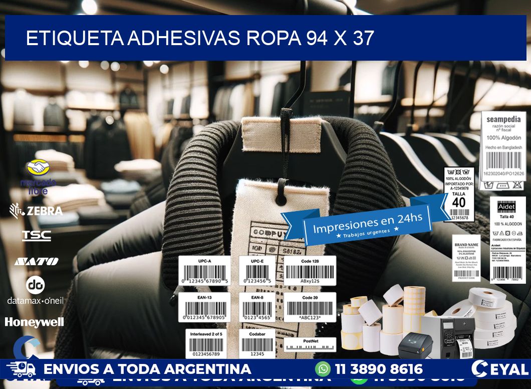 ETIQUETA ADHESIVAS ROPA 94 x 37