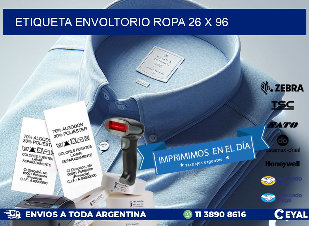 ETIQUETA ENVOLTORIO ROPA 26 x 96