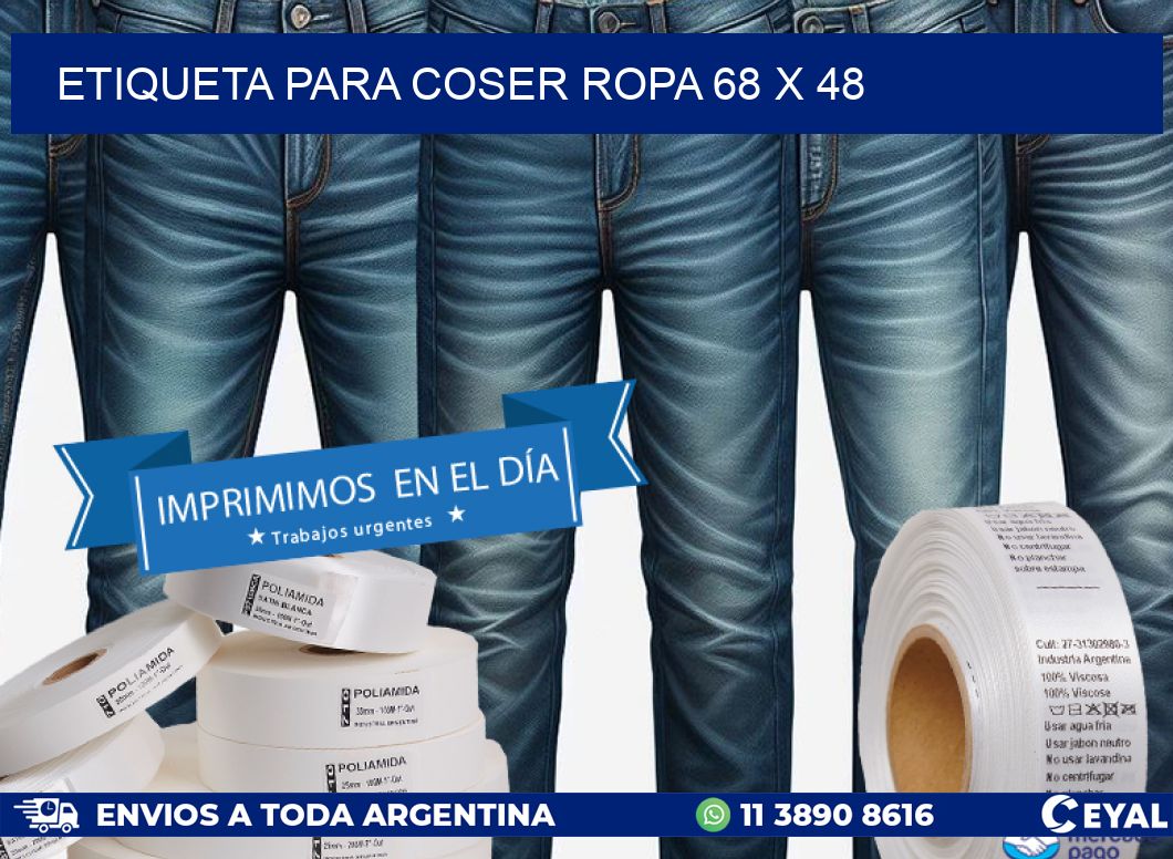 ETIQUETA PARA COSER ROPA 68 x 48