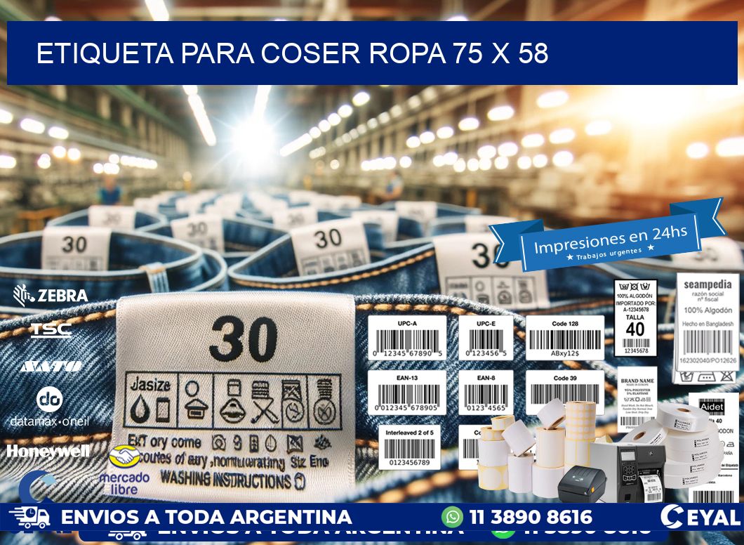ETIQUETA PARA COSER ROPA 75 x 58
