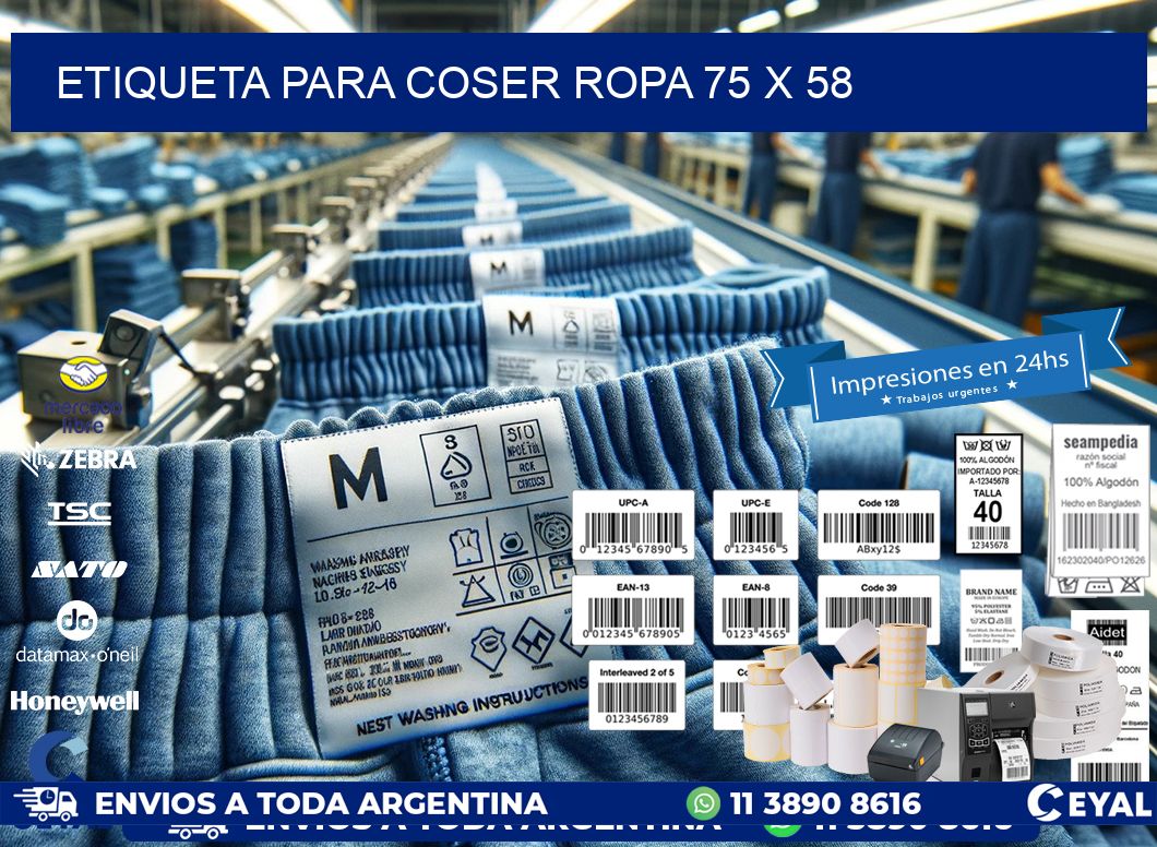 ETIQUETA PARA COSER ROPA 75 x 58