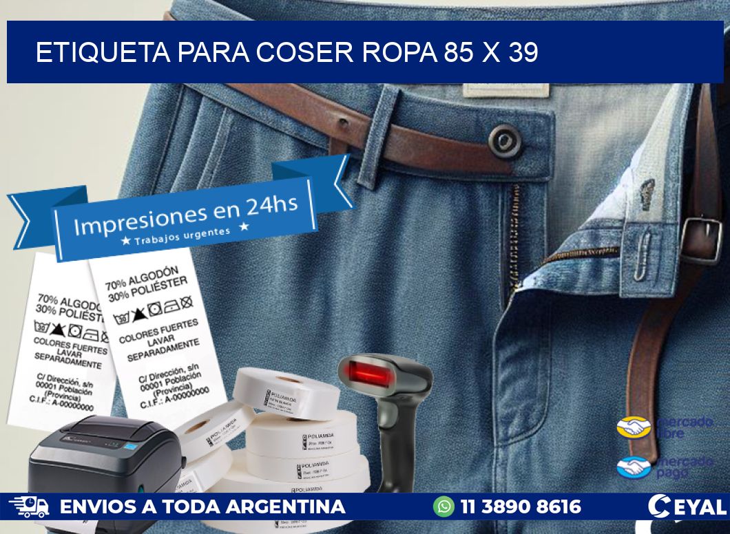 ETIQUETA PARA COSER ROPA 85 x 39