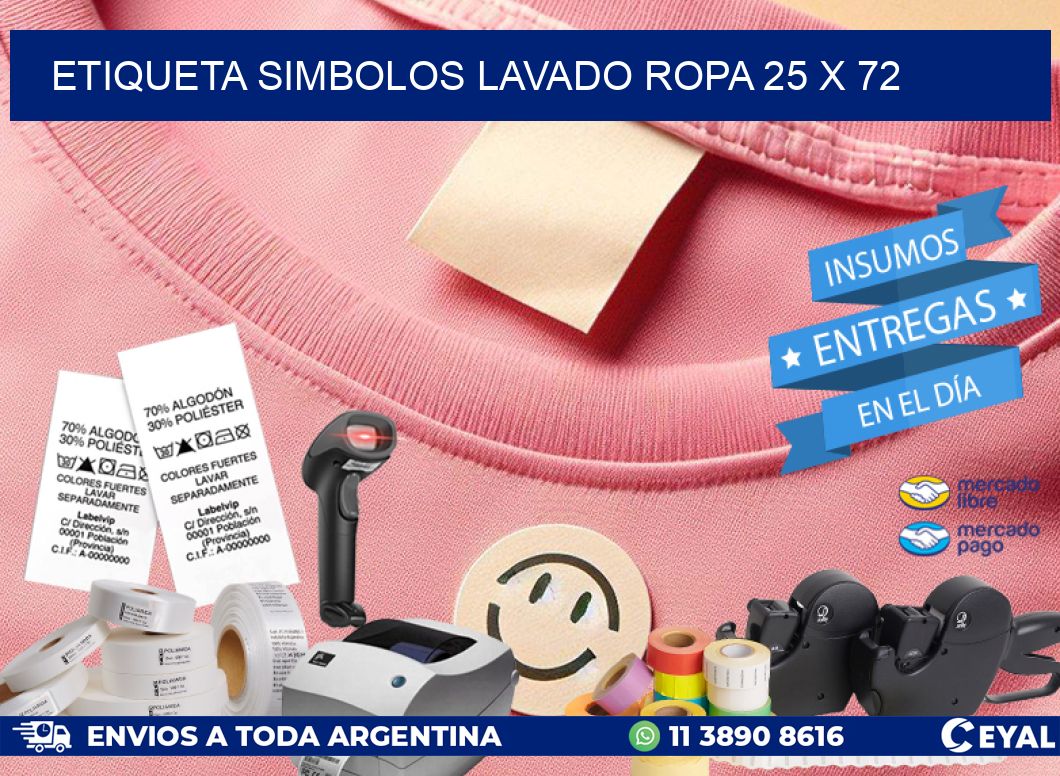 ETIQUETA SIMBOLOS LAVADO ROPA 25 x 72