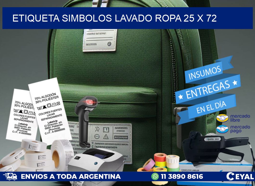 ETIQUETA SIMBOLOS LAVADO ROPA 25 x 72