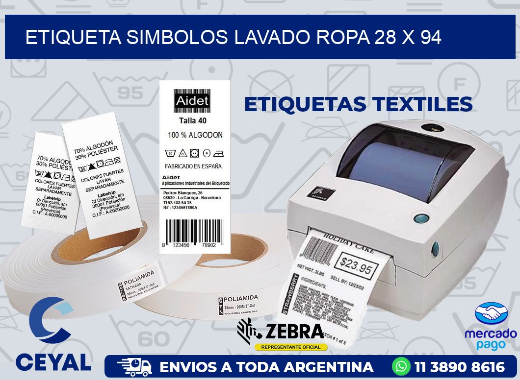 ETIQUETA SIMBOLOS LAVADO ROPA 28 x 94