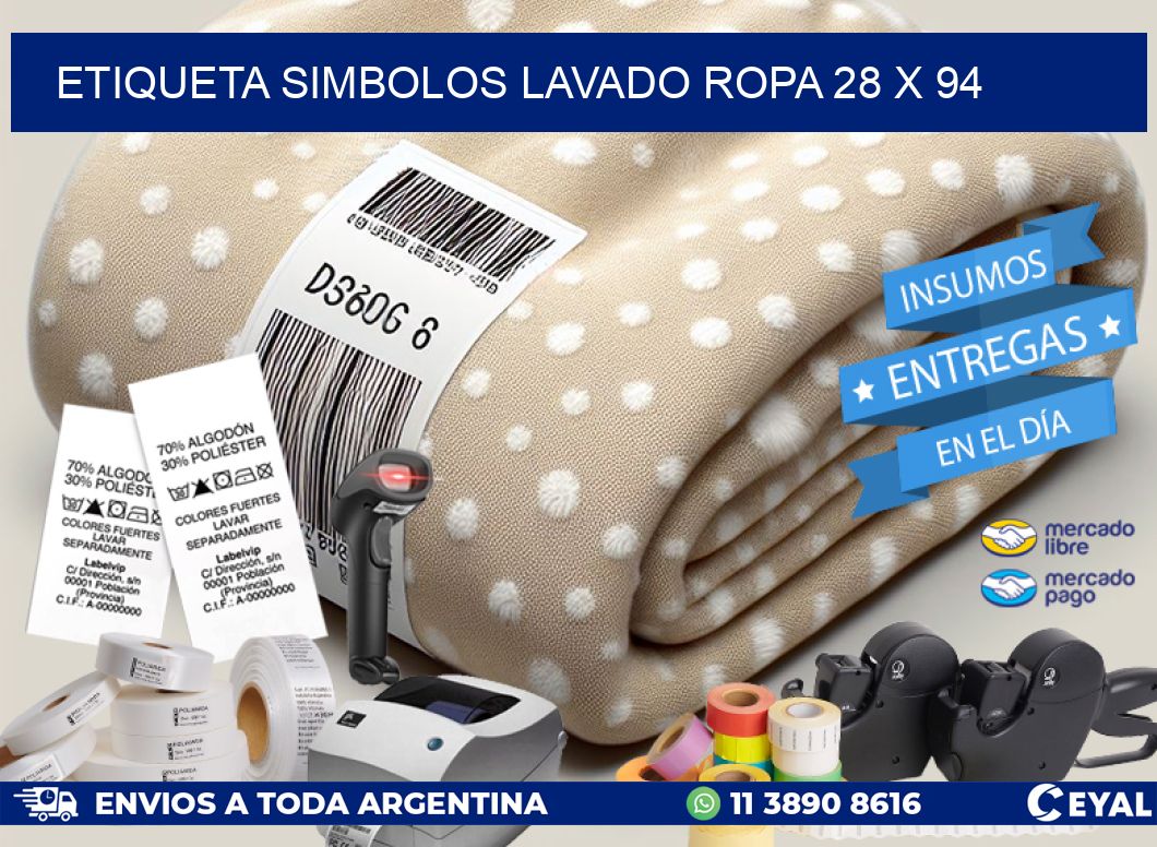 ETIQUETA SIMBOLOS LAVADO ROPA 28 x 94