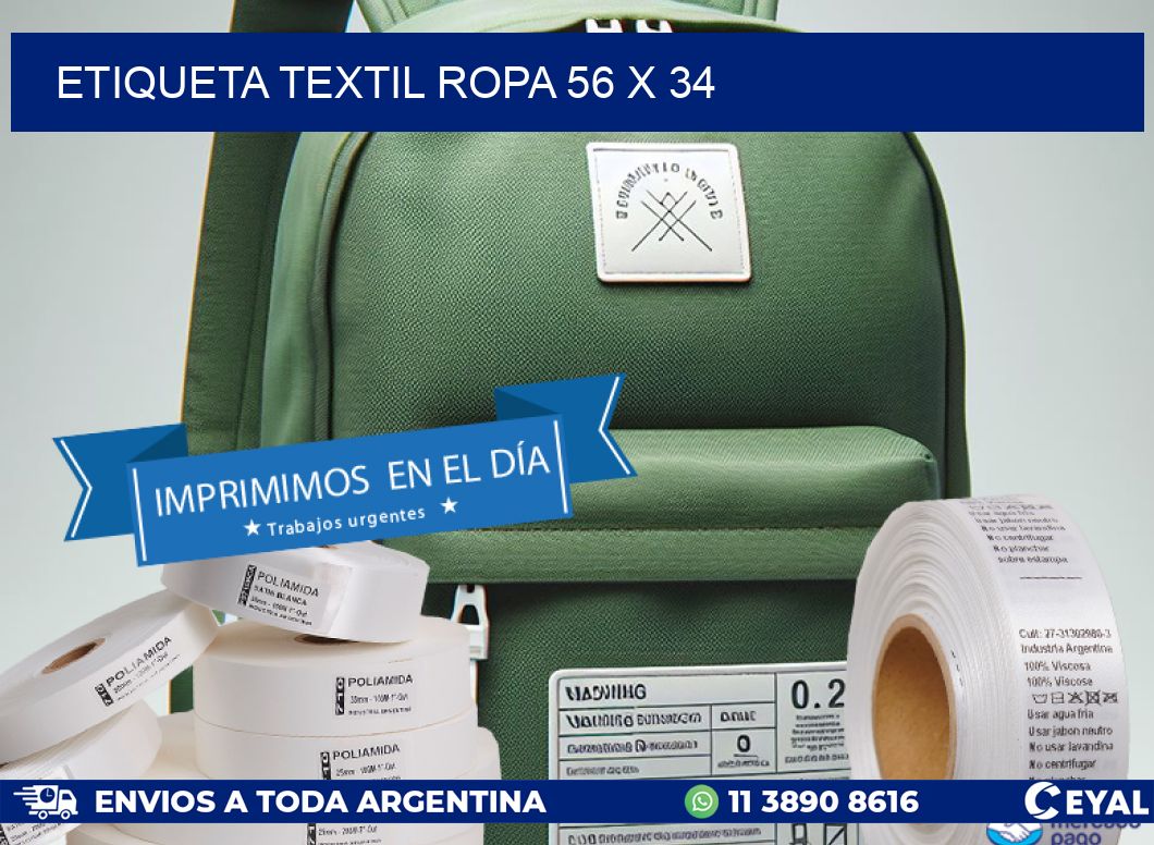 ETIQUETA TEXTIL ROPA 56 x 34