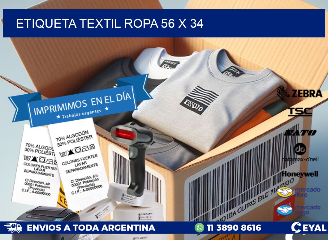 ETIQUETA TEXTIL ROPA 56 x 34