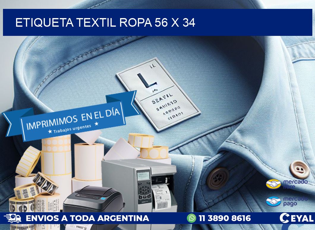 ETIQUETA TEXTIL ROPA 56 x 34
