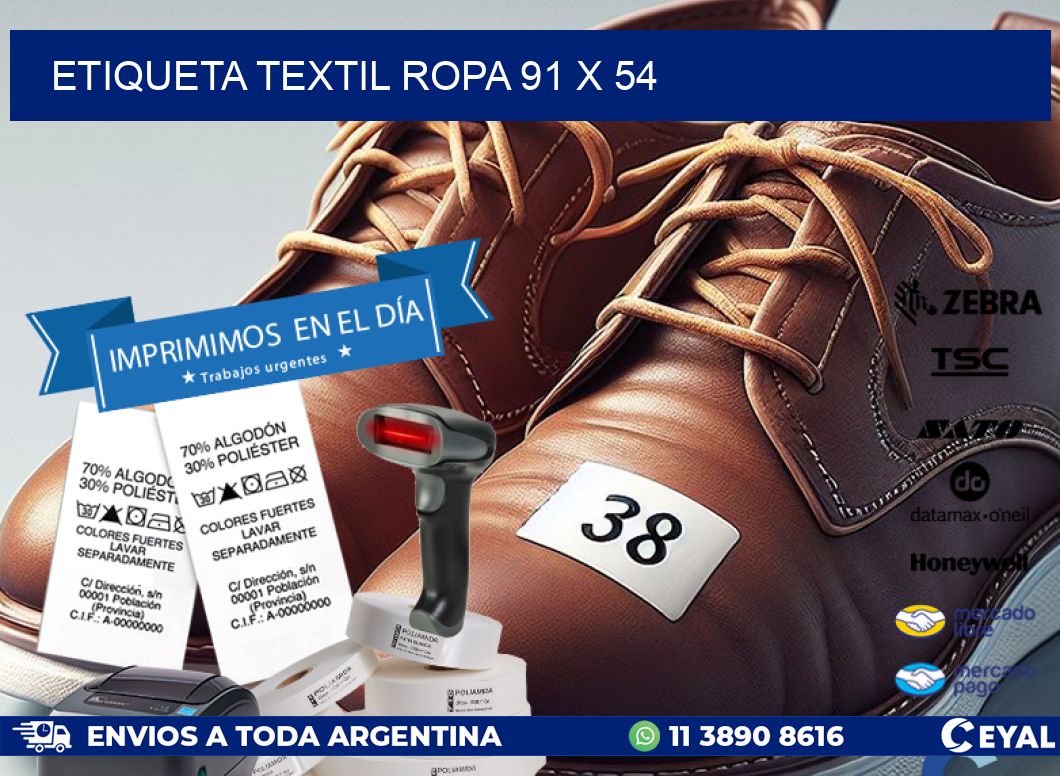 ETIQUETA TEXTIL ROPA 91 x 54