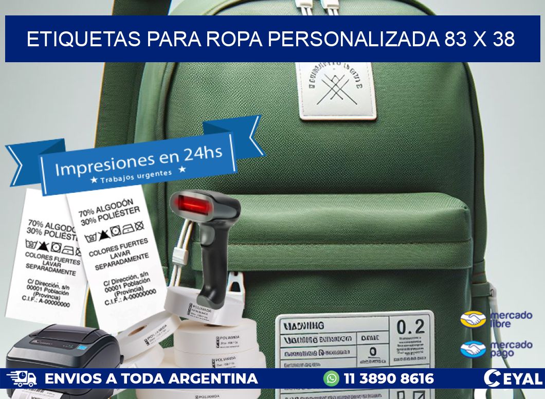ETIQUETAS PARA ROPA PERSONALIZADA 83 x 38