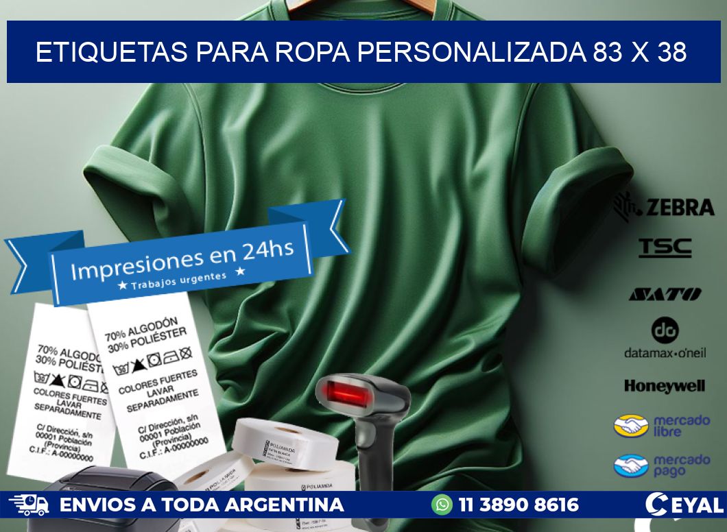 ETIQUETAS PARA ROPA PERSONALIZADA 83 x 38