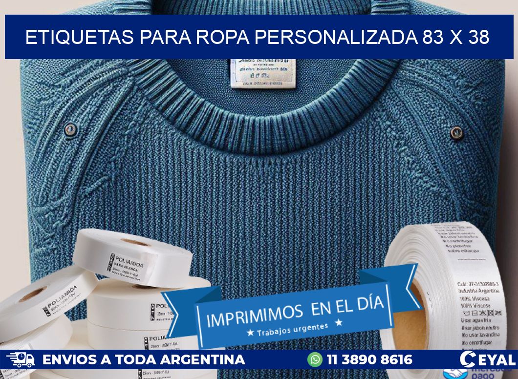 ETIQUETAS PARA ROPA PERSONALIZADA 83 x 38