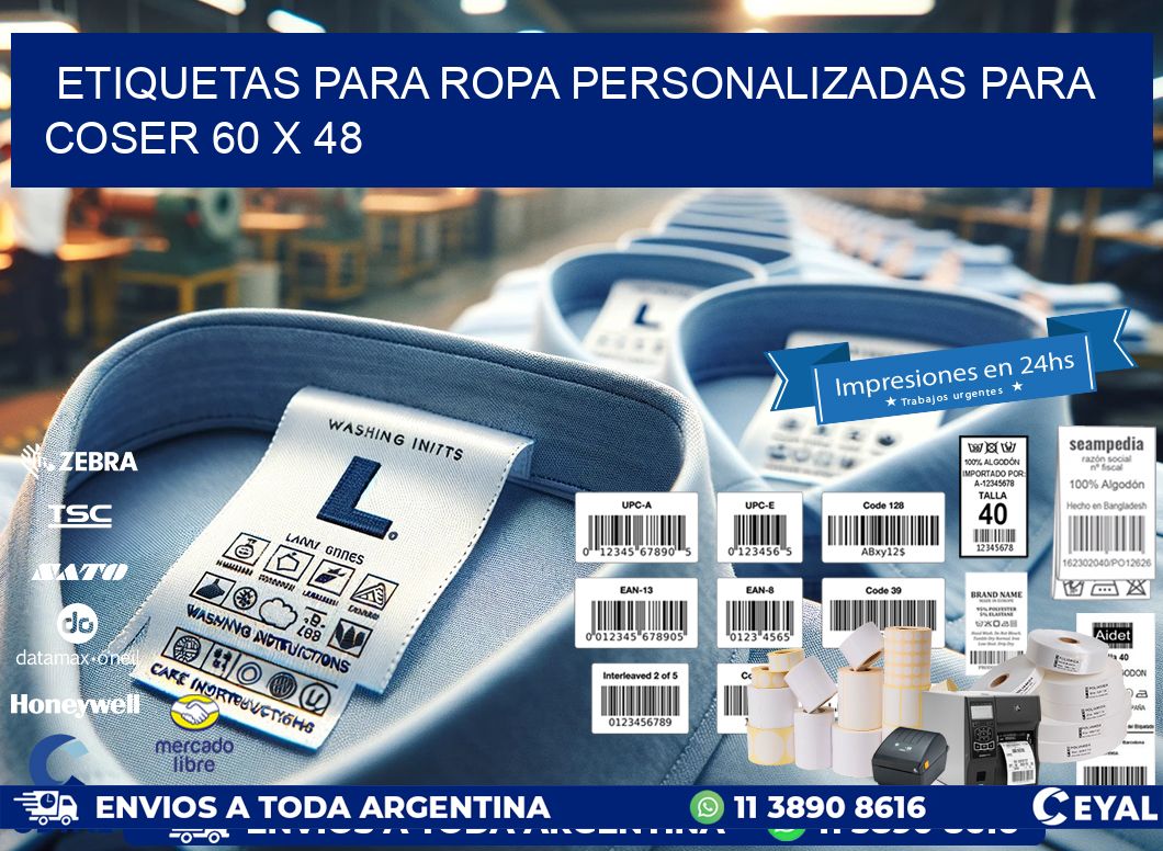 ETIQUETAS PARA ROPA PERSONALIZADAS PARA COSER 60 x 48