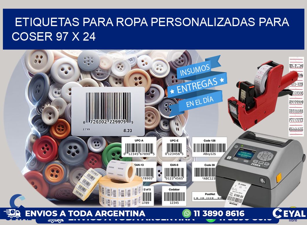ETIQUETAS PARA ROPA PERSONALIZADAS PARA COSER 97 x 24